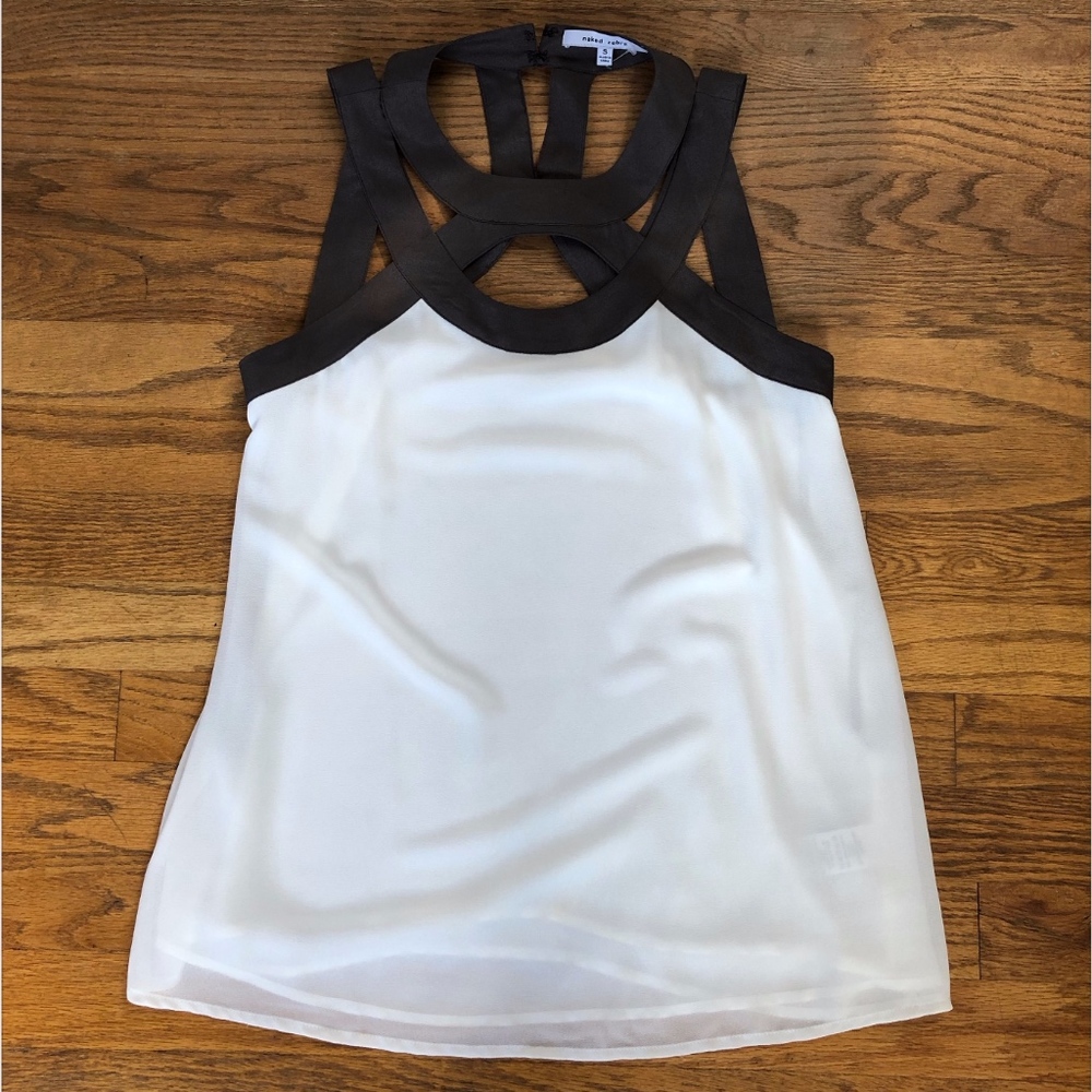 Naked Zebra White and Grey Cutout Blouse